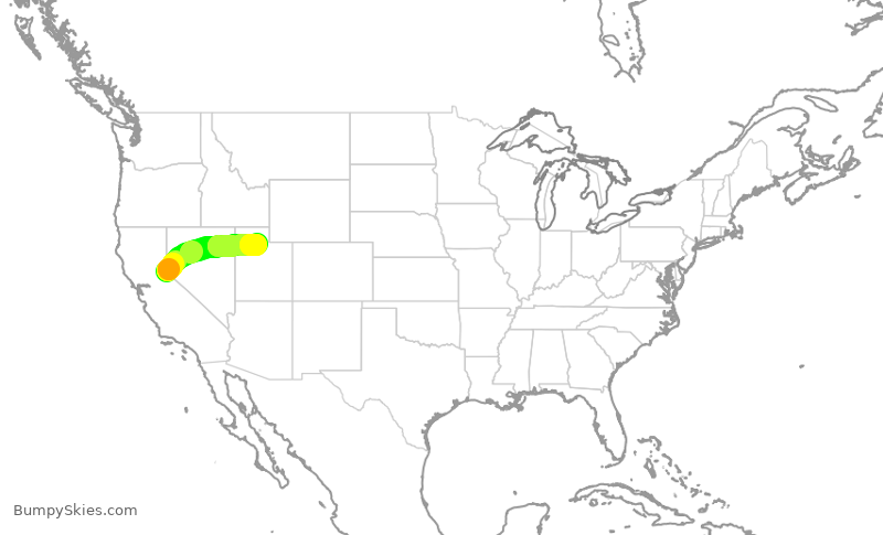 Turbulence forecast map for EJM556, TVL to SLC
