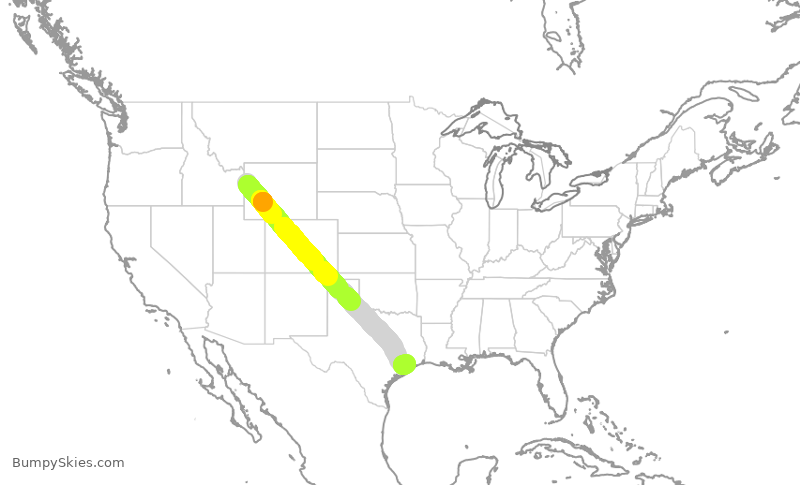 Turbulence forecast map for EJM557, JAC to HOU