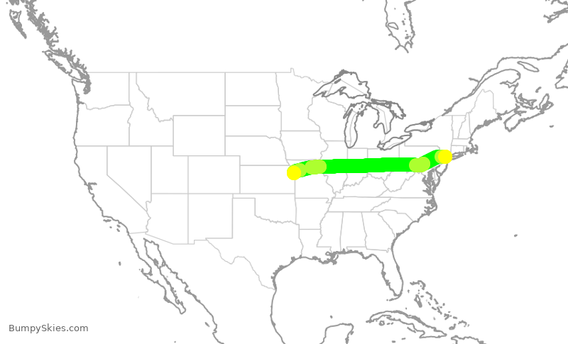 Turbulence forecast map for EJM566, TEB to MKC