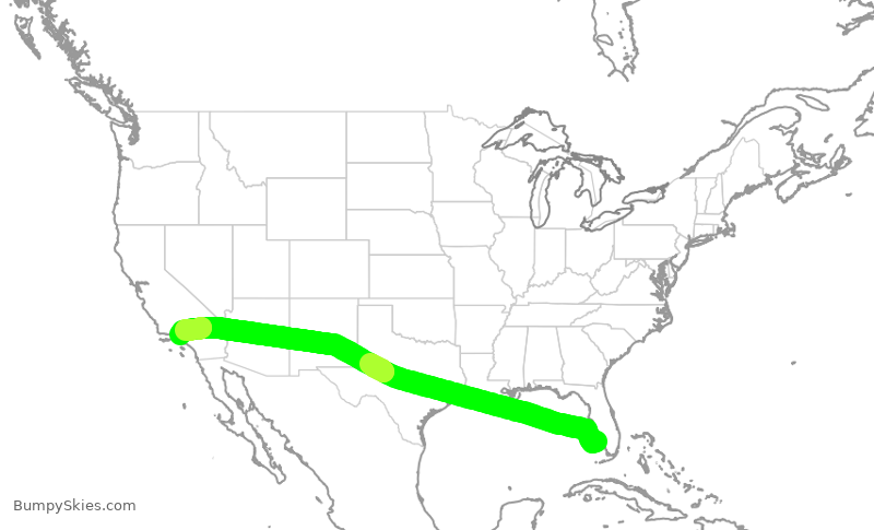 Turbulence forecast map for EJM58, APF to VNY