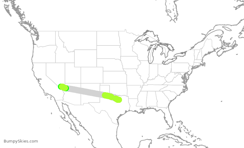 Turbulence forecast map for EJM595, DAL to LAS
