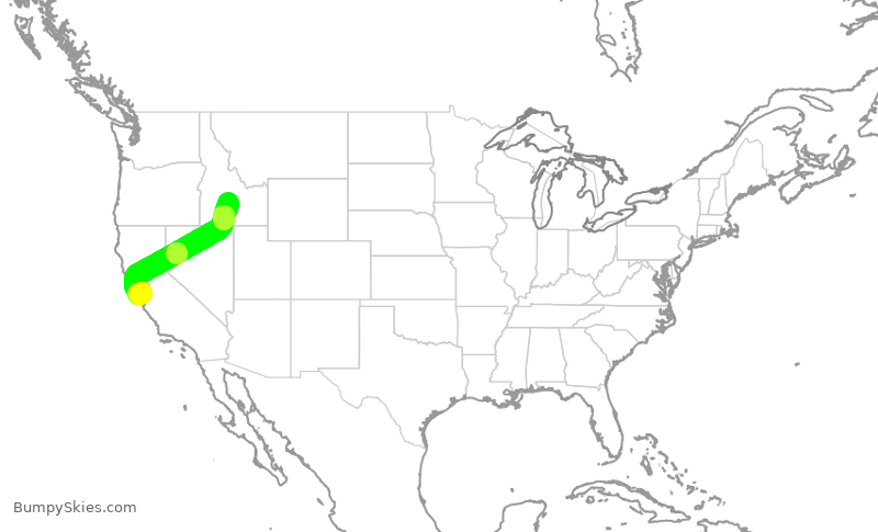 Turbulence forecast map for EJM5, SUN to SJC