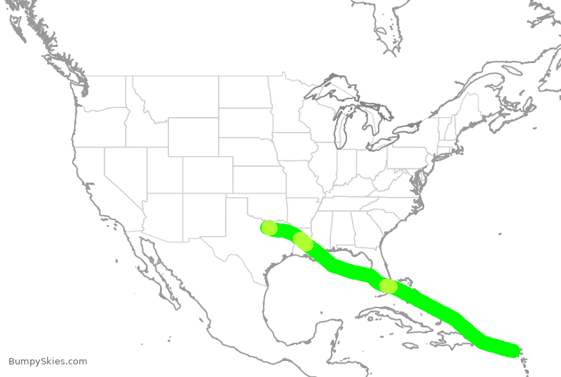 Turbulence forecast map for EJM619, AFW to KPK