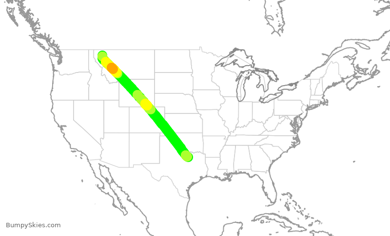 Turbulence forecast map for EJM619, FCA to AFW