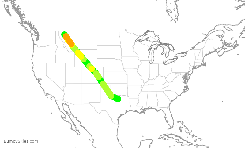 Turbulence forecast map for EJM620, AFW to FCA
