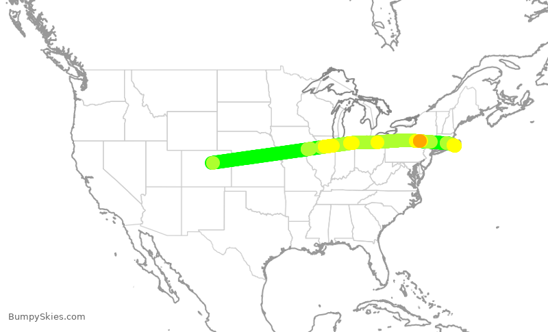 Turbulence forecast map for EJM620, APA to MVY