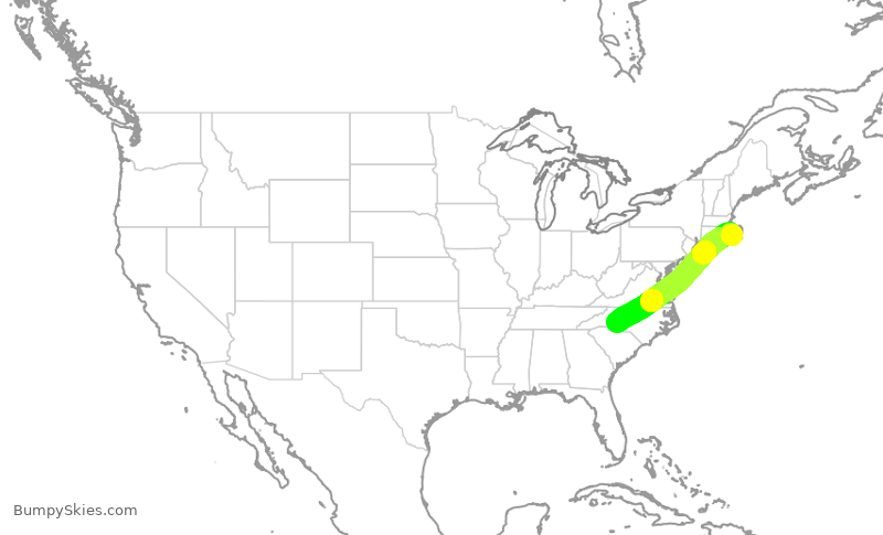 Turbulence forecast map for EJM620, MVY to USA