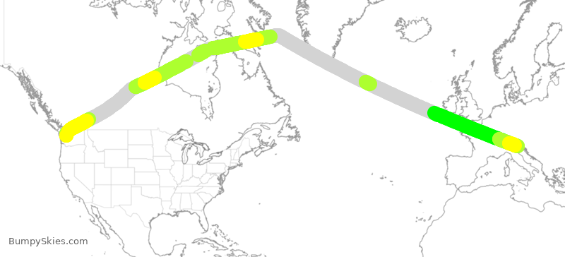 Turbulence forecast map for EJM626, BFI to VCE