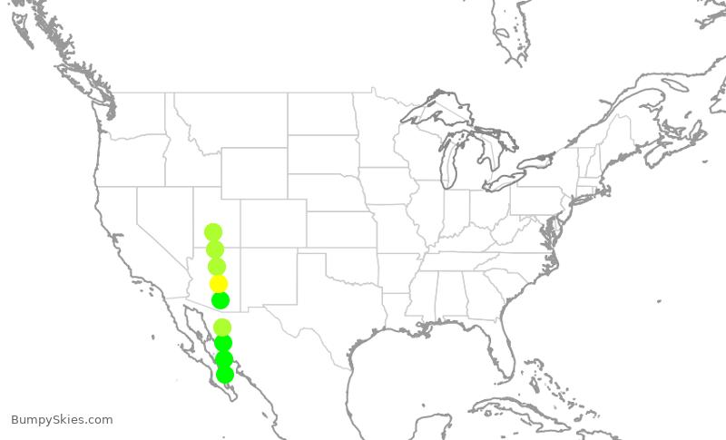 Turbulence forecast map for EJM626, PVU to MSD