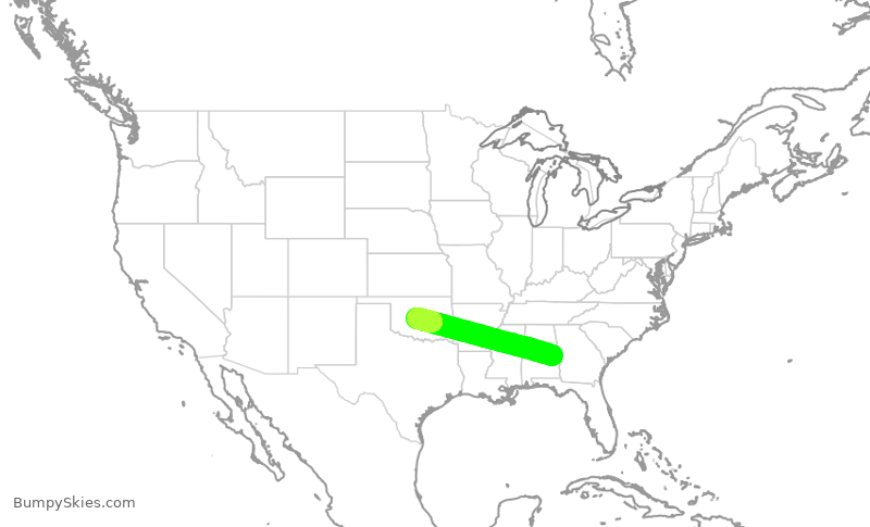 Turbulence forecast map for EJM691, AUO to OKC