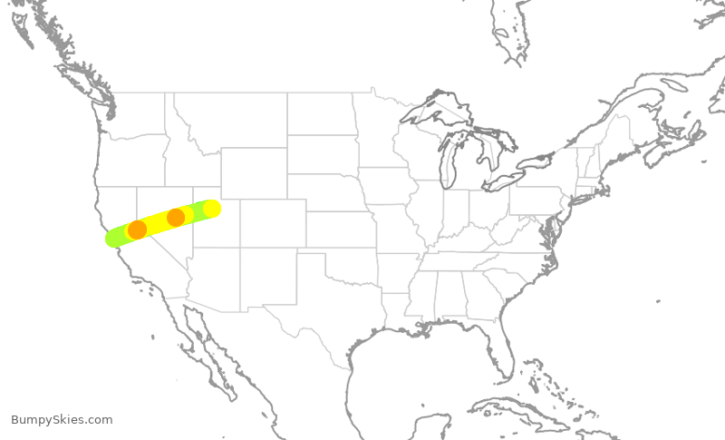 Turbulence forecast map for EJM696, PVU to OAK