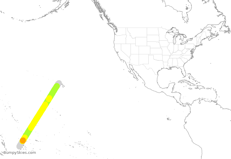 Turbulence forecast map for EJM6, NAN to HNL