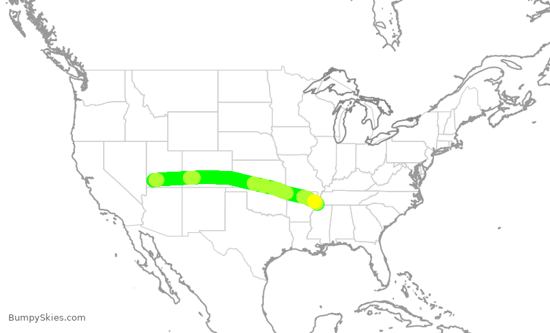 Turbulence forecast map for EJM713, CDC to MEM