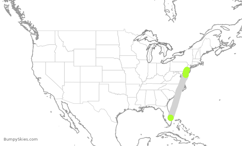 Turbulence forecast map for EJM713, PNE to SUA