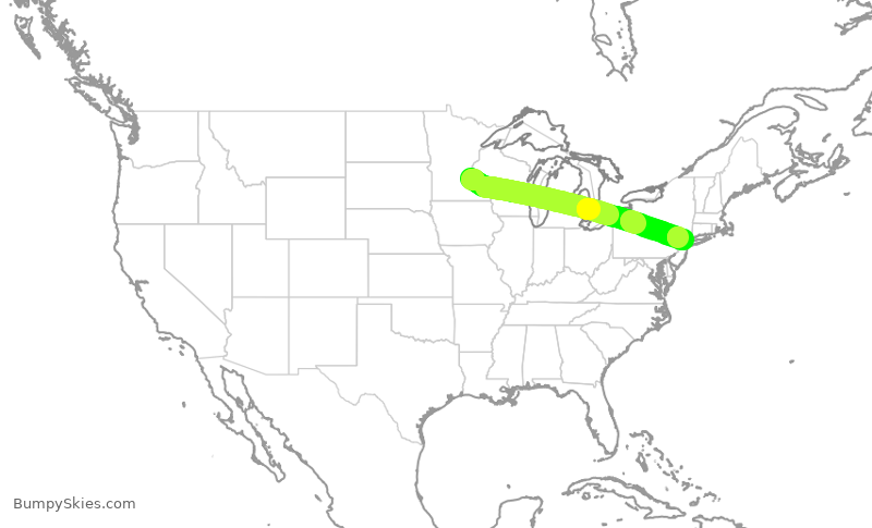 Turbulence forecast map for EJM72, STP to TEB