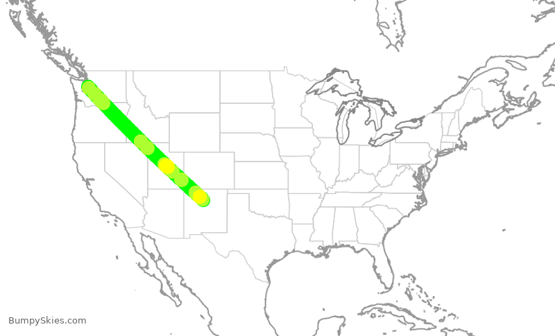 Turbulence forecast map for EJM753, BFI to SAF