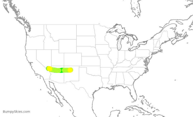 Turbulence forecast map for EJM753, SAF to LAS