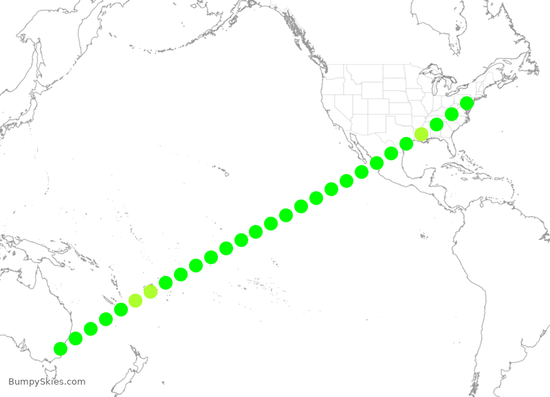 Turbulence forecast map for EJM75, BED to HPN
