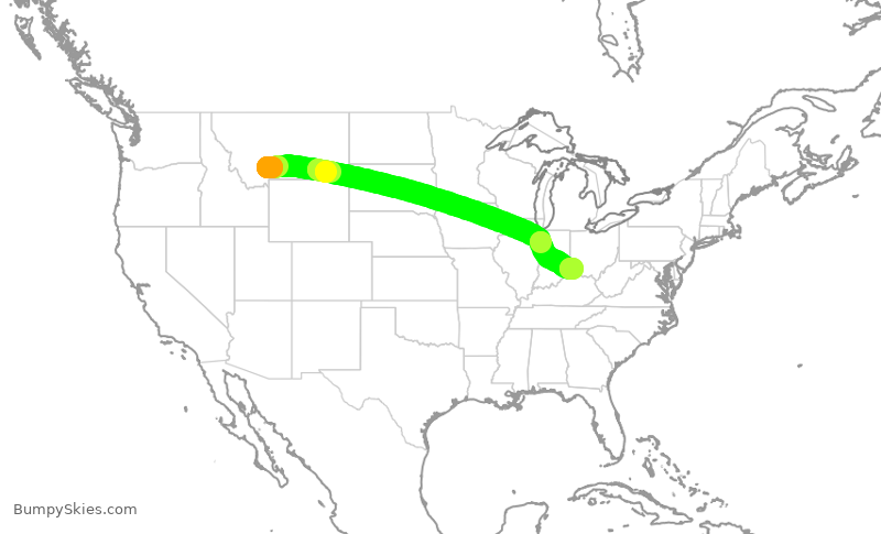 Turbulence forecast map for EJM764, BZN to LUK