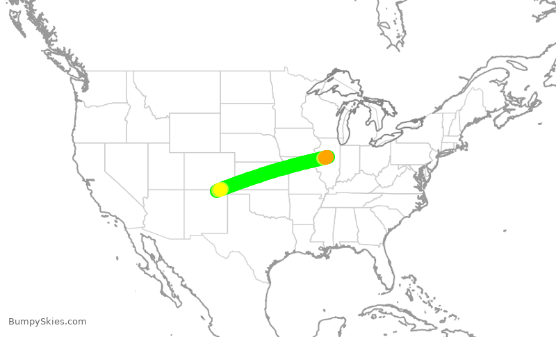 Turbulence forecast map for EJM76, BMI to RTN