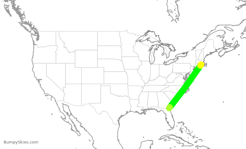 Turbulence forecast map for EJM76, JAX to PVD