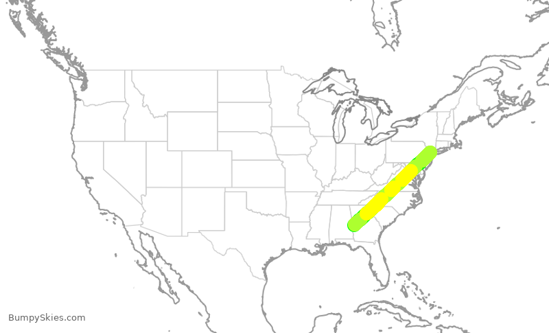 Turbulence forecast map for EJM776, CSG to TEB