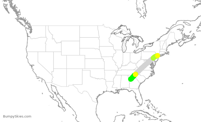 Turbulence forecast map for EJM776, TEB to ATL