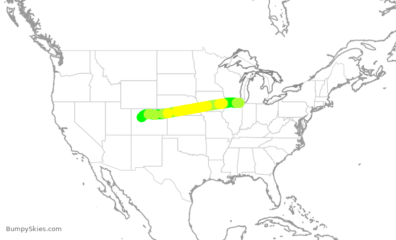 Turbulence forecast map for EJM78, MDW to EGE