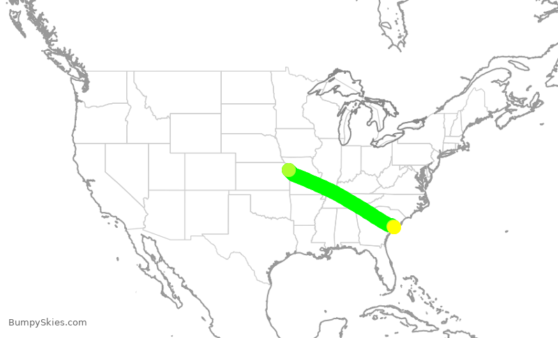 Turbulence forecast map for EJM790, KJZI to MKC