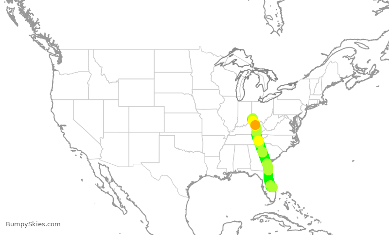 Turbulence forecast map for EJM792, VRB to LUK