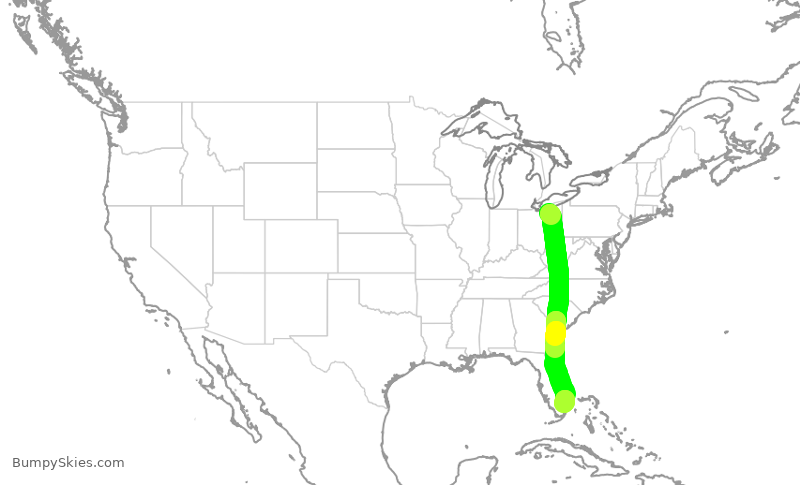 Turbulence forecast map for EJM79, BKL to FXE