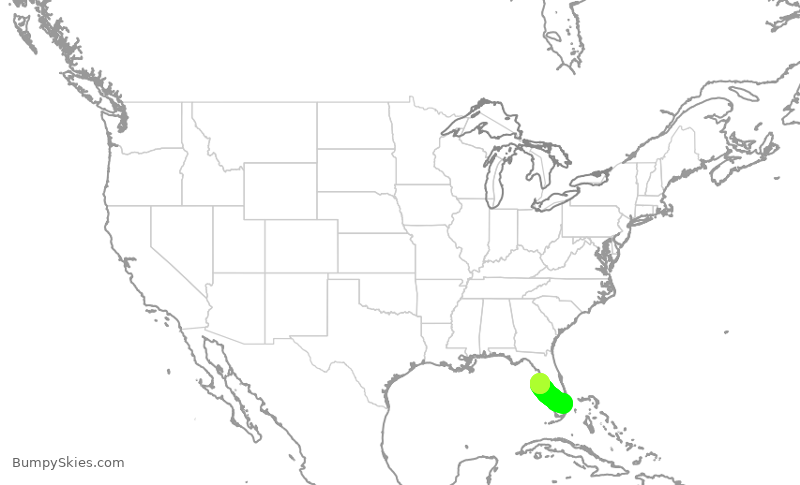 Turbulence forecast map for EJM79, FXE to TPA