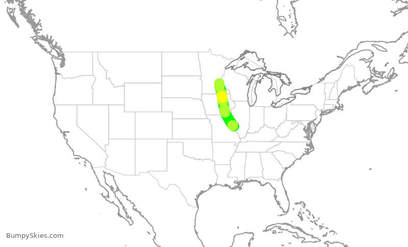 Turbulence forecast map for EJM83, STP to STL