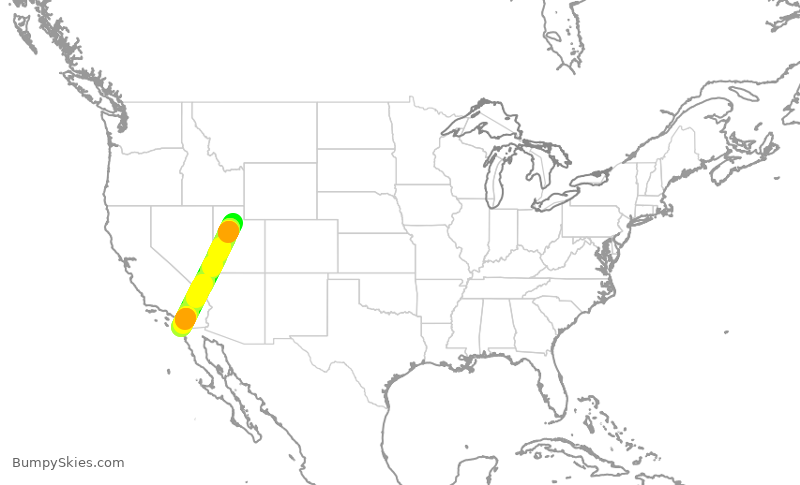 Turbulence forecast map for EJM871, SLC to SDM