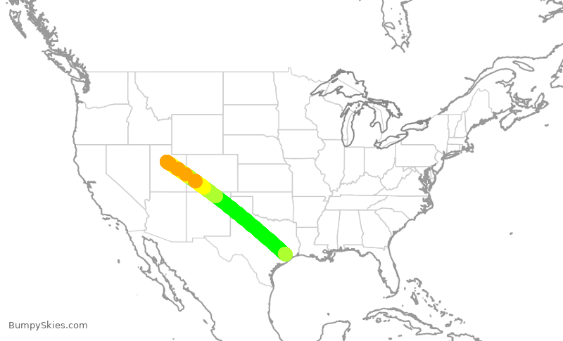 Turbulence forecast map for EJM8, PVU to HOU