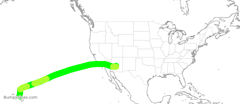 Turbulence forecast map for EJM8, OGG to SCF