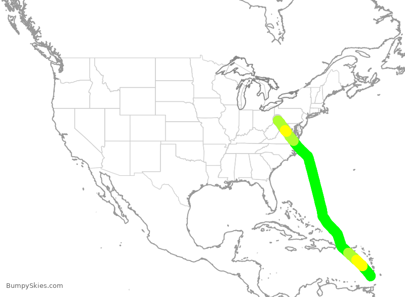 Turbulence forecast map for EJM907, AGC to CIW