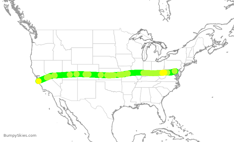 Turbulence forecast map for EJM907, BWI to MRY