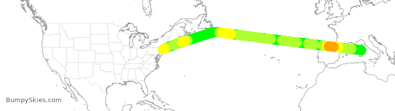 Turbulence forecast map for EJM960, HPN to OLB