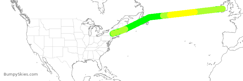 Turbulence forecast map for EJM974, ALB to SNN