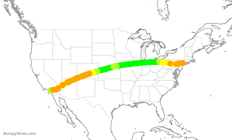 Turbulence forecast map for EJM974, HPN to SNA