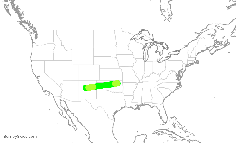 Turbulence forecast map for EJM97, TUL to ABQ