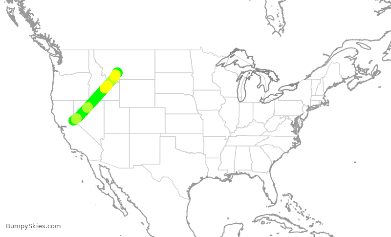 Turbulence forecast map for EJM99, BZN to TVL