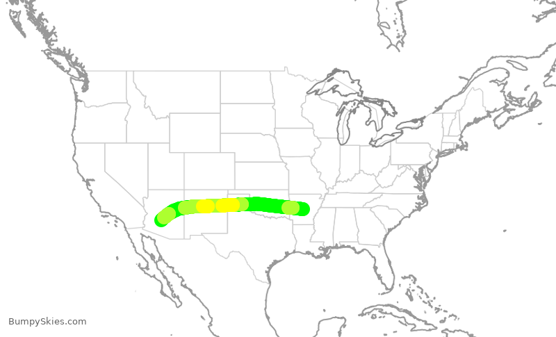 Turbulence forecast map for ENY3335, LIT to PHX