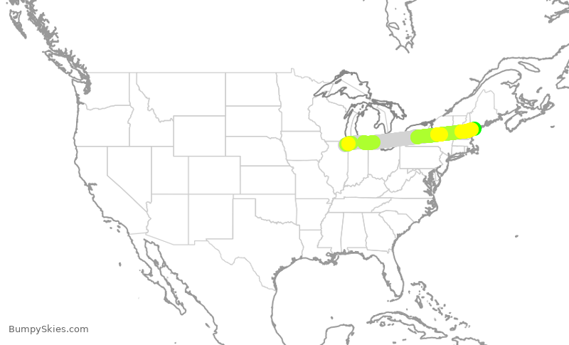 Turbulence forecast map for ENY3336, ORD to PWM