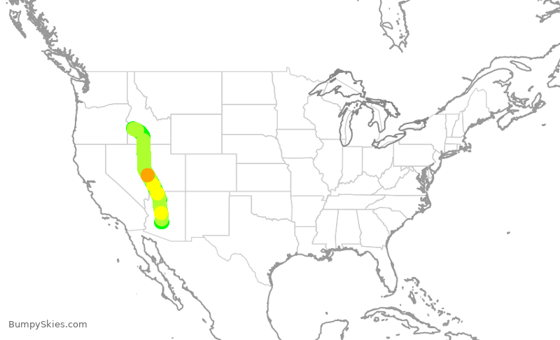 Turbulence forecast map for ENY3338, BOI to PHX