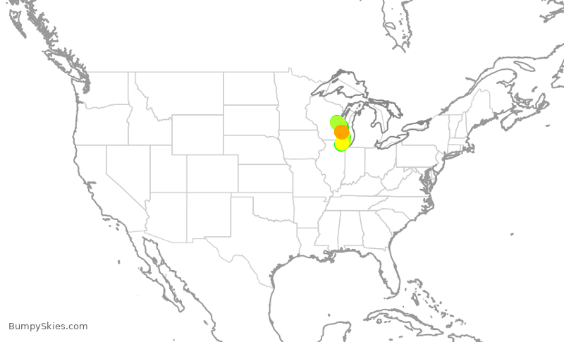 Turbulence forecast map for ENY3341, ATW to ORD