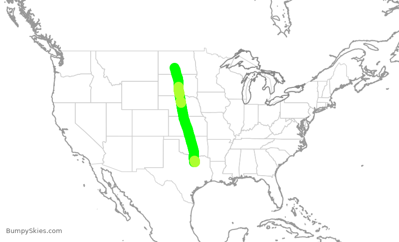 Turbulence forecast map for ENY3343, DFW to BIS