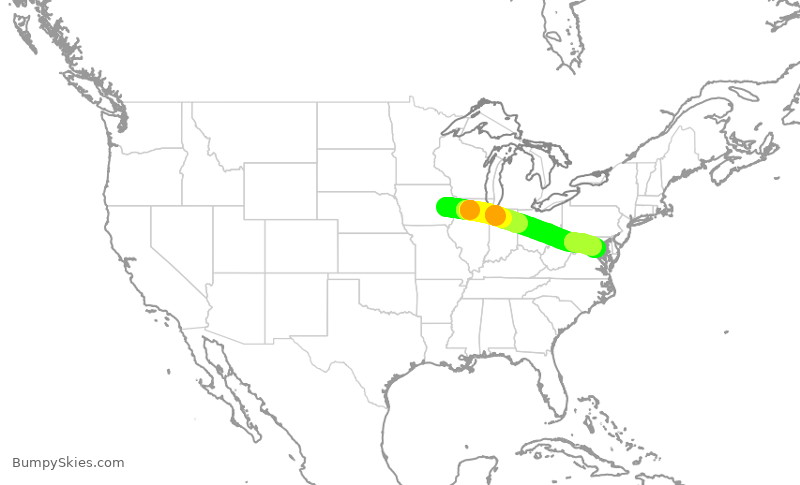 Turbulence forecast map for ENY3345, CID to DCA