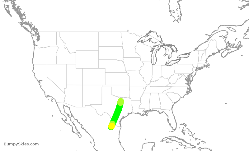 Turbulence forecast map for ENY3347, DFW to MTY